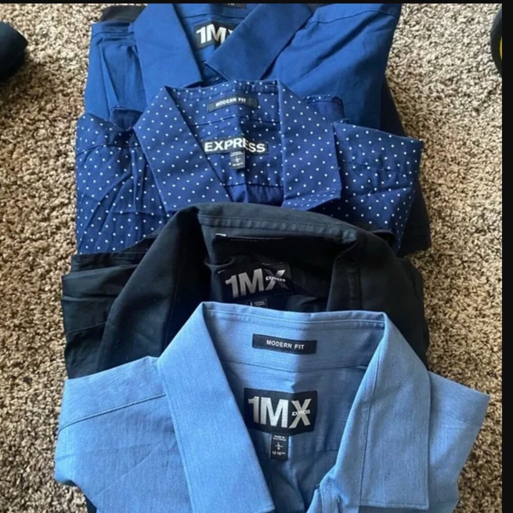 NWOT Bundle 4 x Express 1MX Modern Fit Cotton Dress Shirt, size L